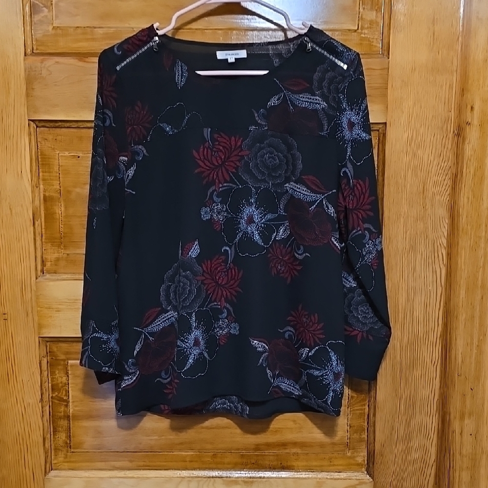 Maurices Red and Black Blouse Long Sleeves M